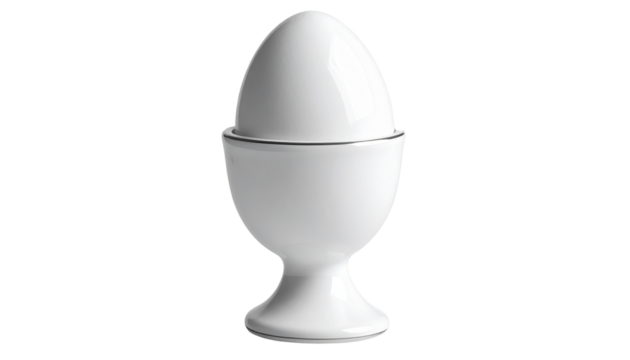White Ceramic egg holder creating kitchen aesthetic on transparent background