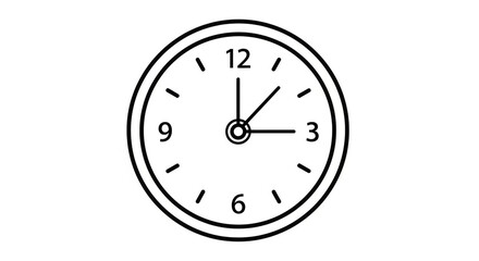Minimalist clock shows 12:13 time, perfect for scheduling apps and time management resources, clean design for websites or presentations, time concept