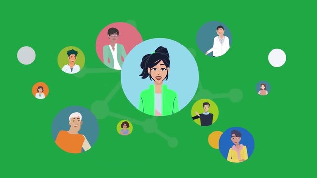 Animated social network connections – people networking, online community, global communication, digital social media illustration - Powered by Adobe