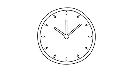Clock face outline showing 11:05, perfect for time management, deadlines, and scheduling concepts in modern presentations and educational materials