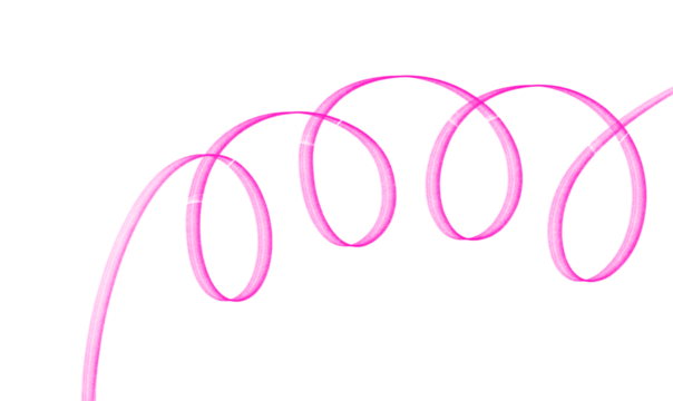 Vibrant pink ribbon spiral on a white background - Powered by Adobe