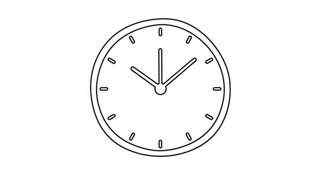 Clock face outline showing 11:05, perfect for time management, deadlines, and scheduling concepts in modern presentations and educational materials