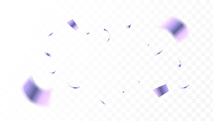 Sparkling cascade of iridescent purple confetti ribbons creating a joyful and vibrant atmosphere, ideal for any celebratory design or festive overlay
