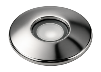 Sleek recessed path light in chrome, perfect for enhancing a rooftop garden's elegance.