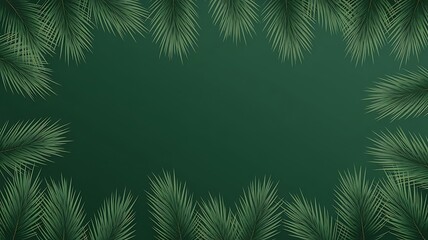 green christmas background with pine branches creating festive frame space