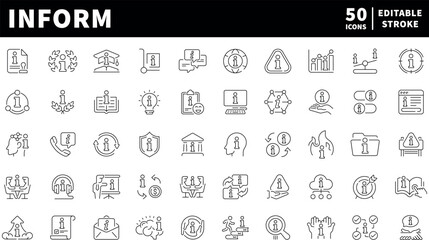 Information icons set. Inform vector icons in line style. Outline INFO icons