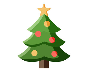 Árbol de navidad decorado con estrella y esferas