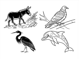 coloring page line art the animal black vector bundle