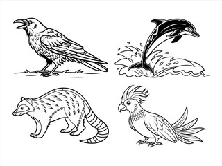 coloring page line art the animal black vector bundle