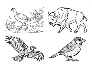 coloring page line art the animal black vector bundle