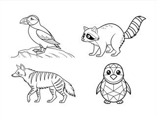 coloring page line art the animal black vector bundle