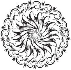 Fototapeta premium Intricate Circular Floral Swirl Mandala Ornament with Vintage Decorative Scroll Pattern