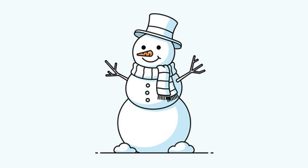 Charming Snowman with Top Hat and Scarf