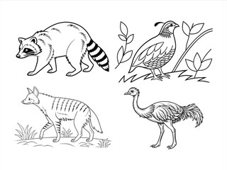 coloring page line art the animal black vector bundle
