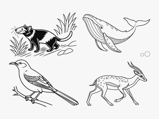 coloring page line art the animal black vector bundle