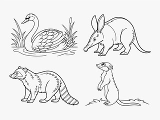 coloring page line art the animal black vector bundle