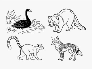 coloring page line art the animal black vector bundle