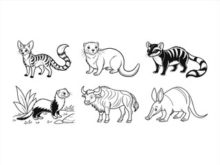 coloring page line art the animal black vector bundle