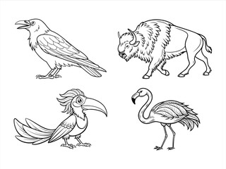 coloring page line art the animal black vector bundle
