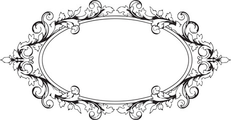 Vintage Ornamental Oval Frame – Elegant Baroque Flourish Border Vector Design