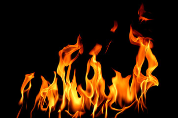 abstract fire flame isolated black background. concept of effect texture ablaze, graphic design...
