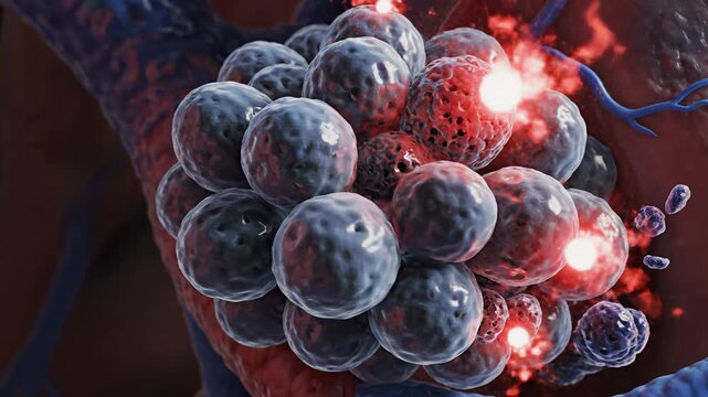 Lung Cancer Metastasis and Tumor Growth in Human Lungs Medical 3D Animation.