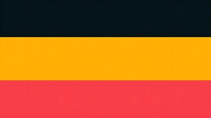 Fototapeta premium Abstract graphic design with three parallel horizontal stripes in bold black vivid orange yellow and striking crimson red offering a clean and modern background or element