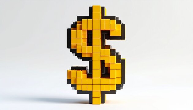 Golden 3d dollar sign illustration on a black background, a vector icon for money, currency, and finance design