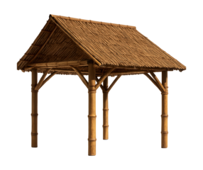Rustic bamboo gazebo roof, perfect for natural shade and enhancing backyard charm.