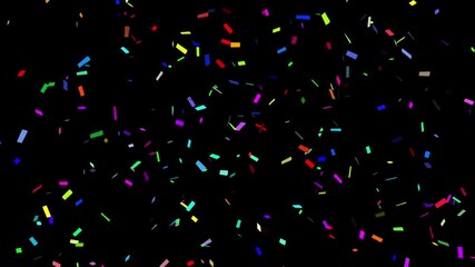 Realistic colorful confetti falling down on transparent dark background perfect for party celebration birthday wedding new year and festive video overlay animations - Powered by Adobe