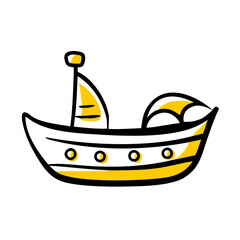 vector clip art toy boat on white background for web and graphic design