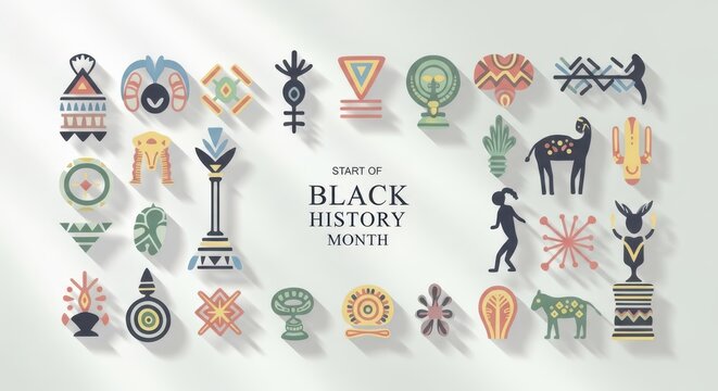 Black history month celebration with africaninspired symbols and patterns, representing heritage and culture