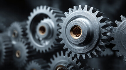 Intricate mechanical gears interlocking, representing the essence of functionality and precision