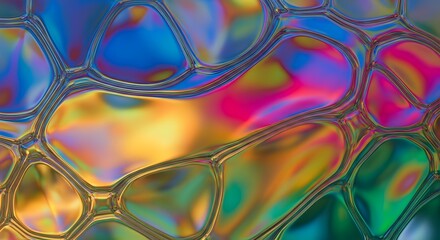 Abstract holographic textures with iridescent colors and fluid reflections.