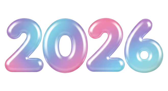 Soft Pastel 2026 Text Design – Cute Gradient Typography for New Year