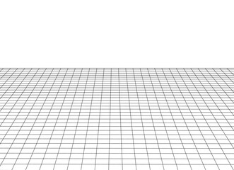 Perspective black grid background,abstract vector wireframe landscape on white