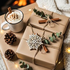 Sweet holiday christmas cookies with chocolate and nuts on a plate