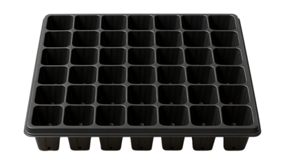Seedling tray with capillary mat for uniform water distribution in home gardening.