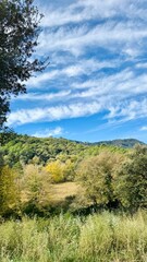 Distant view of Rocacorba sanctuary on mountain peak