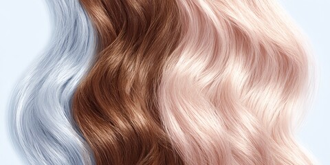 Fototapeta premium Three different colored hair strands