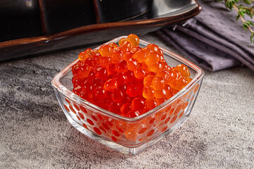 Luxury salmon red caviar roe