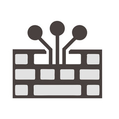 Flat Vector Logo with Stylized Keyboard and Network Lines Transparent Background