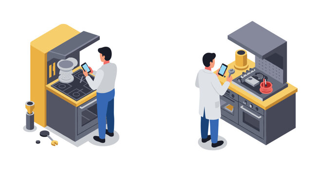 Isometric pottery tools and clay set for crafts and ceramics enthusiasts