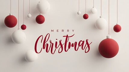 Elegant Christmas Greeting with Red and White Ornaments