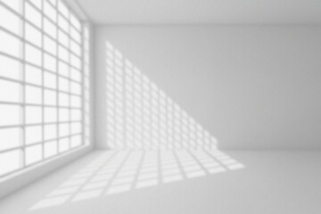 Obraz premium A bright room interior with natural sunlight pouring in through a large window