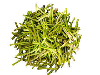 Pile of dried green rosemary needles isolated on transparent background