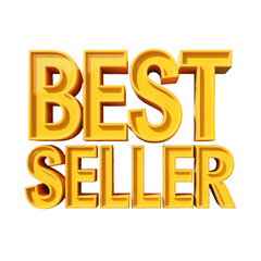 A bold, glossy 3D yellow text rendering of 'BEST SELLER' with a prominent shadow effect, perfect for marketing or promotional use. background removed