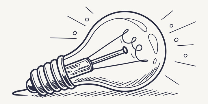 Creative lightbulb idea sketch, generating innovative solutions, brainstorming session, sparking imagination and problem-solving, perfect for business concepts