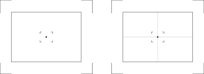 Camera viewfinder overlay collection. Photo frame camera viewfinder template. Modern focusing digital display screen. Vector illustration at transparent background