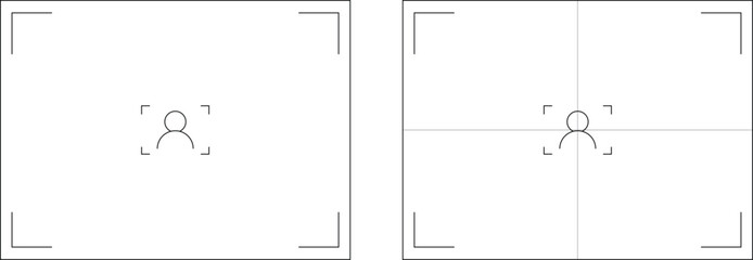 Camera viewfinder overlay collection. Photo frame camera viewfinder template. Modern focusing digital display screen. Vector illustration at transparent background